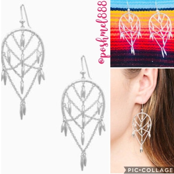 Stella & Dot | Shimmering Silver Helai Delicate Woven Web Chandelier Ear… - Picture 5 of 8